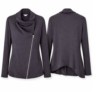 Trendy Helmut Lang Asymmetrical Zip Jacket Quiet Luxury Casual Chic Logo Comfy